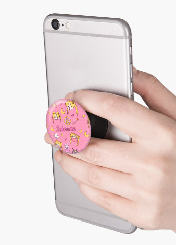 Попсокет (Popsockets) держатель для смартфона Сейлор Мун (Sailor Moon) (8754-2911) Черный MobiPrint (229014744)