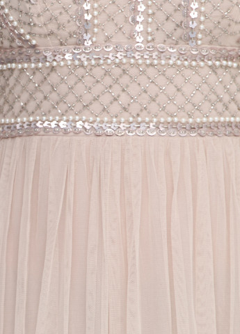 Пудровое вечернее платье Lace & Beads однотонное