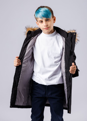 Черная зимняя пуховая зимняя куртка для мальчика DobraMAMA