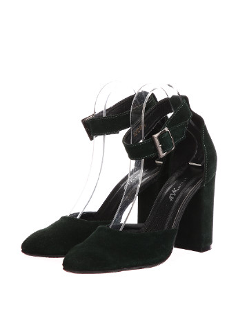 Темно-зеленые женские кэжуал туфли на высоком каблуке - фото