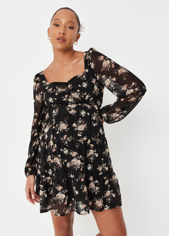 Черное кэжуал платье для беременных Missguided с цветочным принтом