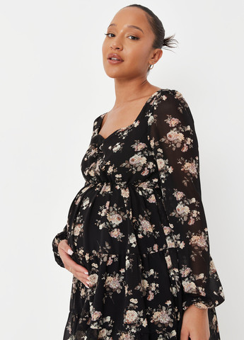 Черное кэжуал платье для беременных Missguided с цветочным принтом