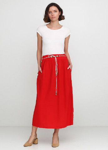 Красная кэжуал однотонная юбка New Collection миди