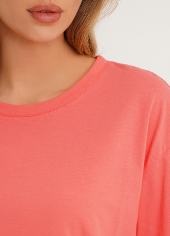 Коралловая летняя футболка женская оверсайз KASTA design