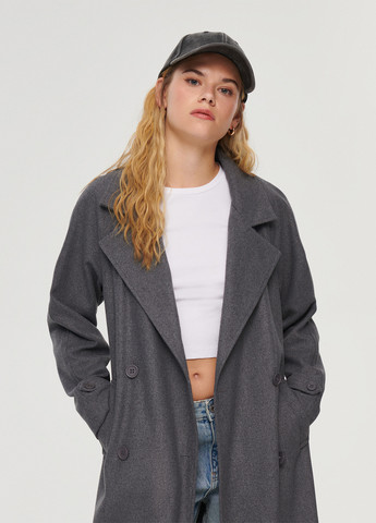 Серое демисезонное Пальто двубортное House