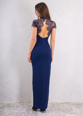 Темно-синя вечірня плаття, сукня з відкритою спиною, футляр Jessica Wright однотонна