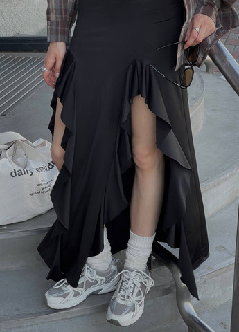 Черная кэжуал однотонная юбка Fashion