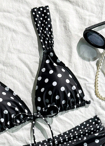 Чорно-білий літній купальник (ліф, трусики) бікіні, роздільний SHEIN