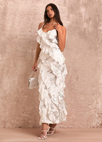 Белое кэжуал платье силуэтная, с открытой спиной SHEIN однотонное