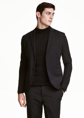 Піджак H&M однотонний чорний кежуал бавовна