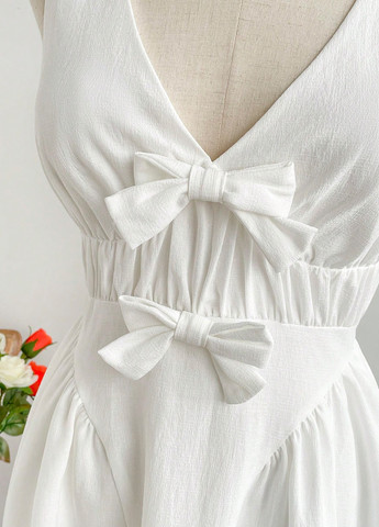 Білий кежуал сукня з спідницею-сонце SHEIN однотонна