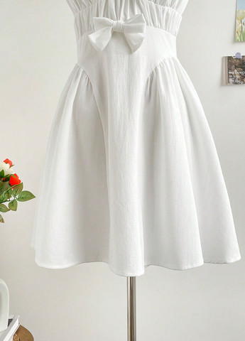 Білий кежуал сукня з спідницею-сонце SHEIN однотонна