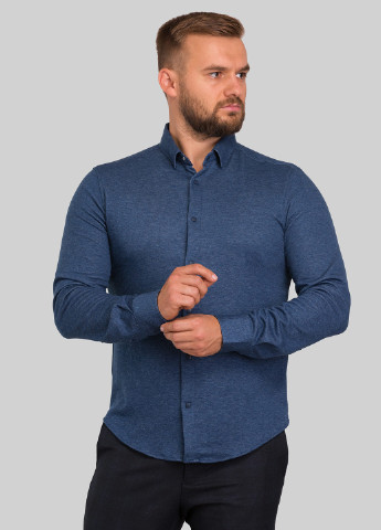 Темно-синяя кэжуал рубашка меланж Trend Collection