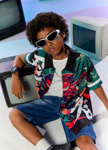 Цветная кэжуал рубашка персонажи SHEIN