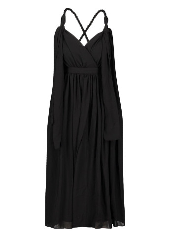 Черное коктейльное платье клеш, с открытой спиной, на запах Boohoo однотонное