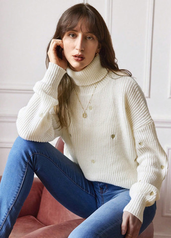 Молочный демисезонный свитер SHEIN