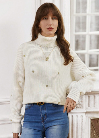 Молочный демисезонный свитер SHEIN