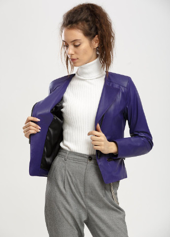 Фиолетовая демисезонная куртка кожаная Silensio