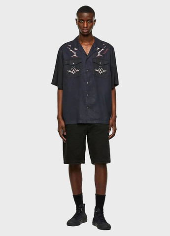 Черная кэжуал рубашка с абстрактным узором Diesel