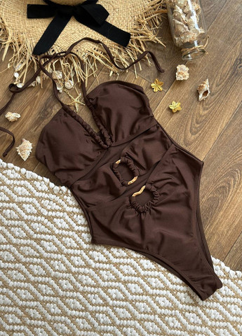 Коричневий літній цільний купальник жіночий суцільний NOVA VEGA