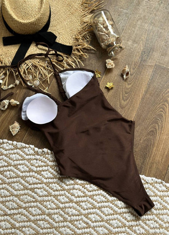 Коричневий літній цільний купальник жіночий суцільний NOVA VEGA