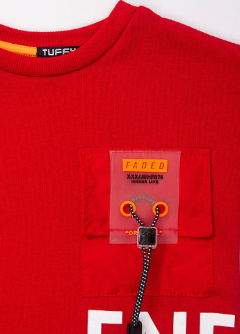 Tuffy свитшот надпись красный кэжуал трикотаж, хлопок