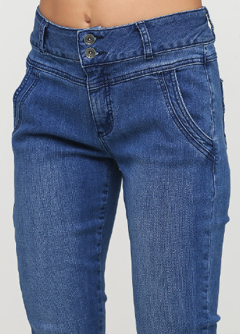 Темно-синие демисезонные зауженные джинсы Jensen