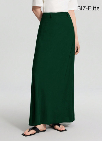 Темно-зеленая кэжуал однотонная юбка SHEIN а-силуэта (трапеция)