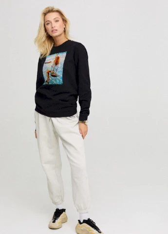 Чорний свитшот женский oversize /no flis/ YAPPI (254658834)