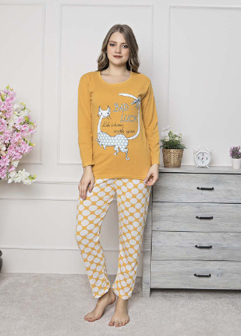 Горчичный демисезонный комплект (лонгслив, брюки) Rinda Pijama