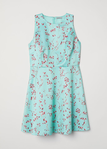 Мятное кэжуал платье колокол H&M с цветочным принтом