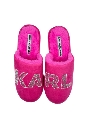 Малиновые тапочки Karl Lagerfeld со стразами, с логотипом