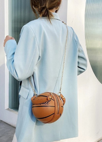 Женская классическая круглая сумка баскетбольный мяч на цепочке коричневая NoName (251204065)
