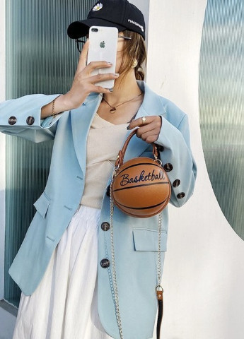 Женская классическая круглая сумка баскетбольный мяч на цепочке коричневая NoName (251204065)