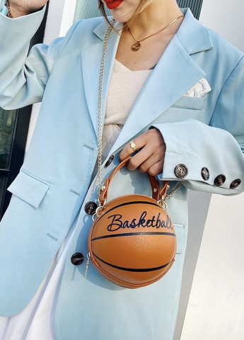 Женская классическая круглая сумка баскетбольный мяч на цепочке коричневая NoName (251204065)