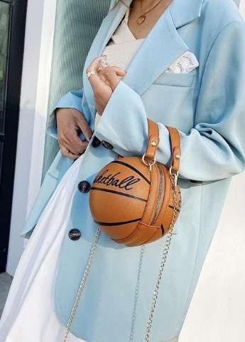 Женская классическая круглая сумка баскетбольный мяч на цепочке коричневая NoName (251204065)