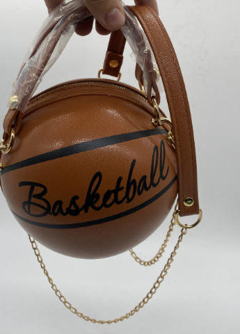 Женская классическая круглая сумка баскетбольный мяч на цепочке коричневая NoName (251204065)