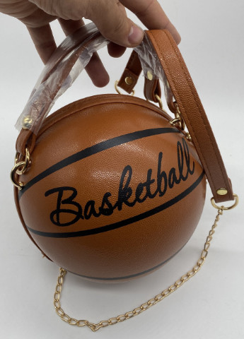 Женская классическая круглая сумка баскетбольный мяч на цепочке коричневая NoName (251204065)
