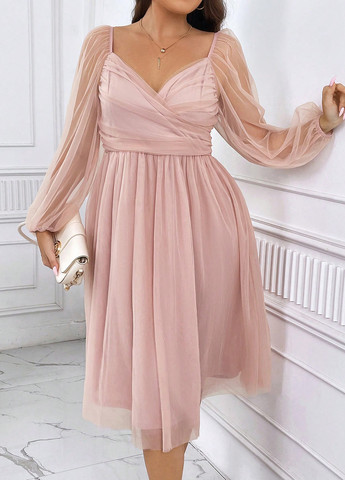 Пудрова святковий, вечірня сукня кльош SHEIN однотонна