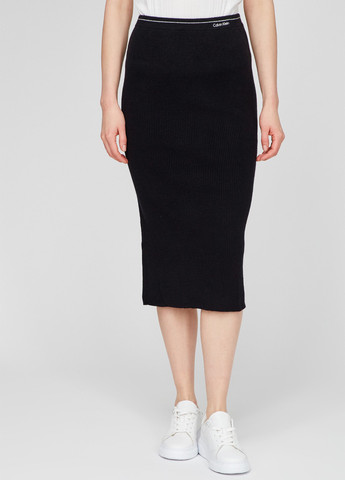 Черная офисная, кэжуал с логотипом юбка Calvin Klein карандаш