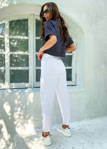 Белые кэжуал летние укороченные, зауженные брюки ST-Seventeen