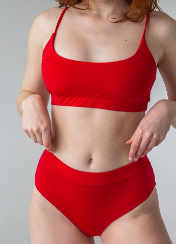 Червоний літній купальник (топ, труси) топ, роздільний Kari Shop Atelier