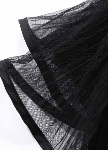 Черная вечерний, кэжуал однотонная юбка SHEIN а-силуэта (трапеция)