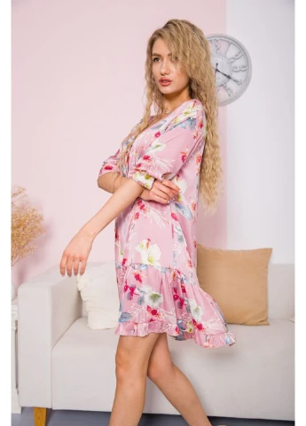 Розовое праздничный платье с цветочным принтом 115r400 Ager с рисунком