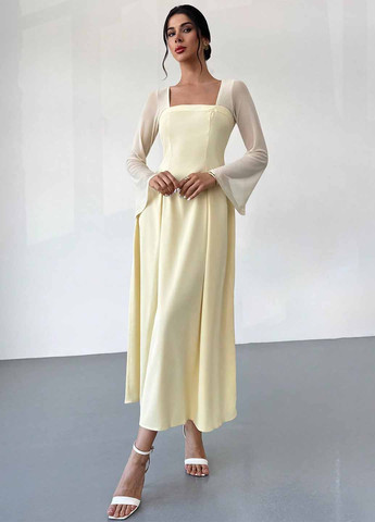 Желтое праздничный, вечернее платье SHEIN однотонное