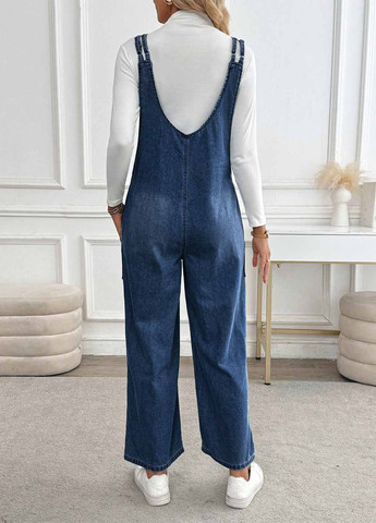 Комбинезон SHEIN комбинезон-брюки варенка синий денил, кэжуал хлопок, джинс