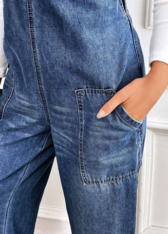 Комбинезон SHEIN комбинезон-брюки варенка синий денил, кэжуал хлопок, джинс