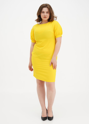 Желтое кэжуал платье футляр Maurini однотонное