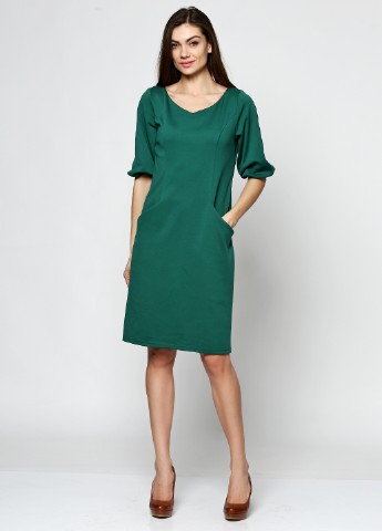 Зеленое кэжуал платье с длинным рукавом Ut однотонное