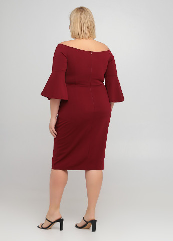 Бордовое кэжуал платье с открытыми плечами Glamorous однотонное